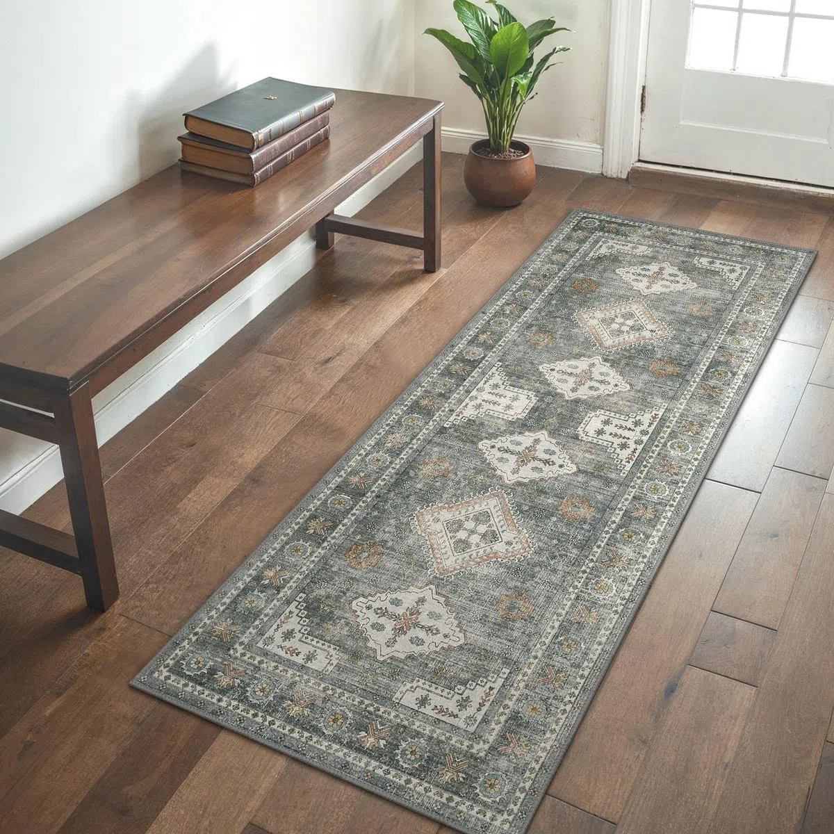 GENIMO Alfombra Salon Sin Peluche,Alfombra Cocina Lavable Antideslizante,Alfombra Pasillo de Dormitorio,Alfombra Silla Escritorio,Pasillo,Gris,80x200 cm