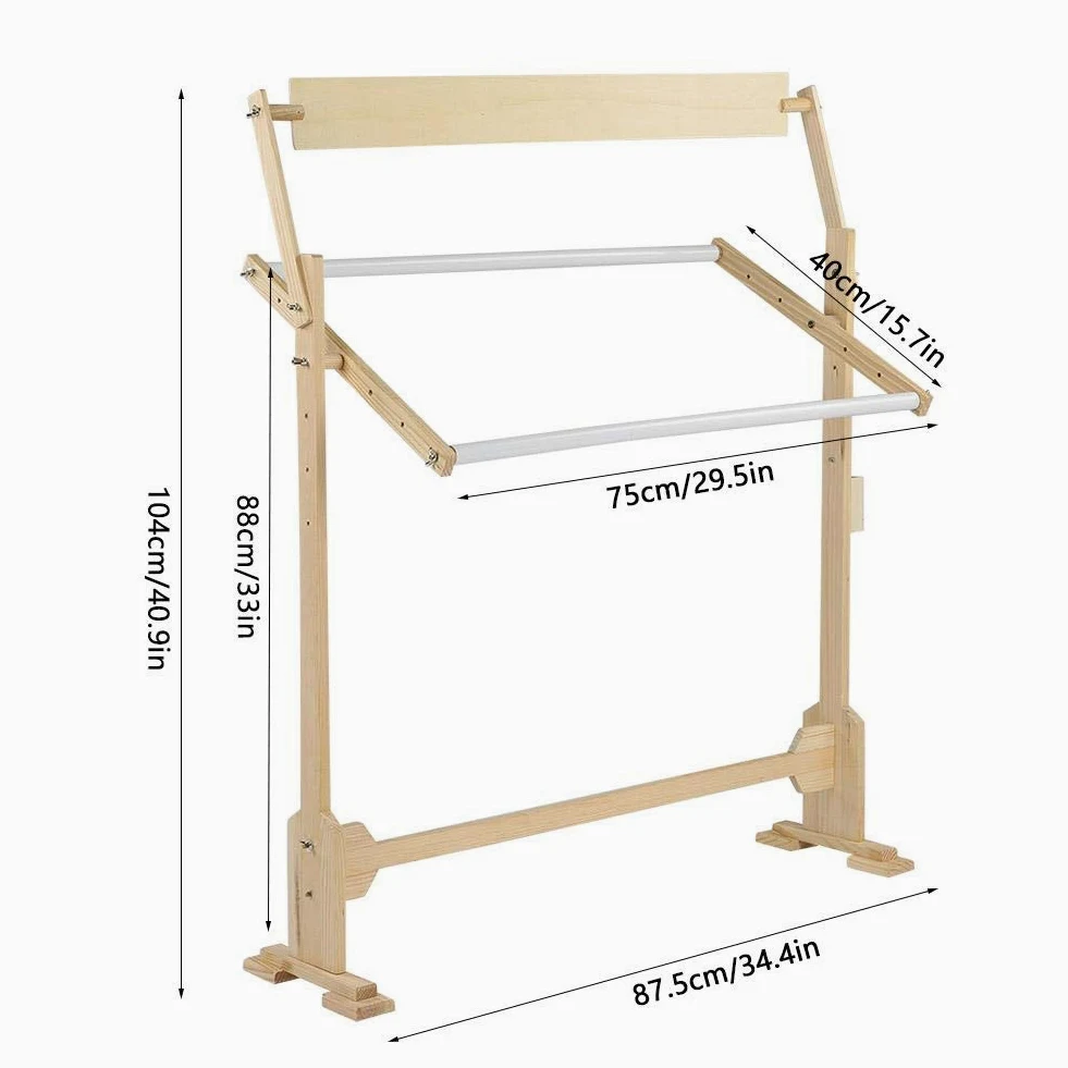 SOULONG Ajustable Soporte de Piso de Marco de Punto de Cruz Rotación de 360 Grados Marco de Bordado de Madera