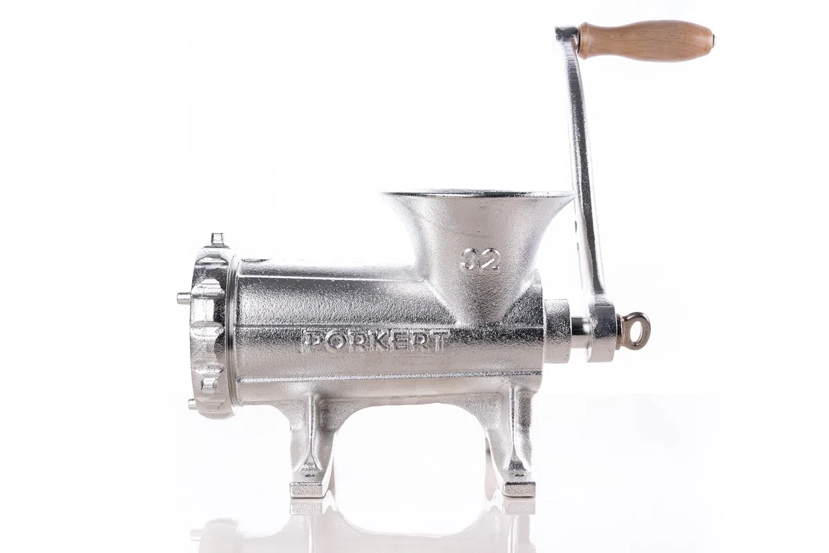 Picadora manual de carne tamaño 32 de hierro fundido – picadora de carne profesional manual con disco perforado de 4,5 mm – para carne picada, embutidos, cocina, carnicería y gastronomía