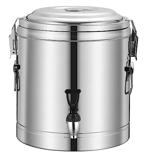 Dispensador de Agua Caliente de Acero Inoxidable con Grifo, Termo Aislado de 6 a 57 litros para café, té, Fiestas, Catering y Oficina. Asa portátil.