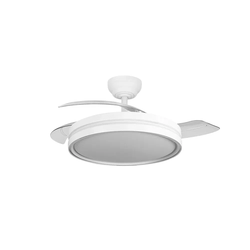 ABRILA - Ventilador DC Capitán 60W | 3 Aspas Desplegables | LED Integrado | Control Remoto | Regulable en Intensidad | Temporizador | 36x48/107 cm