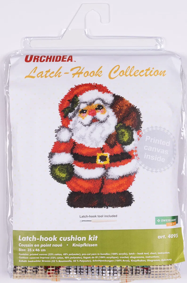 Orchidea - Kit de cojín de gancho de pestillo - Papá Noel - Lienzo impreso - 4.5 unidades - para adultos - 4095