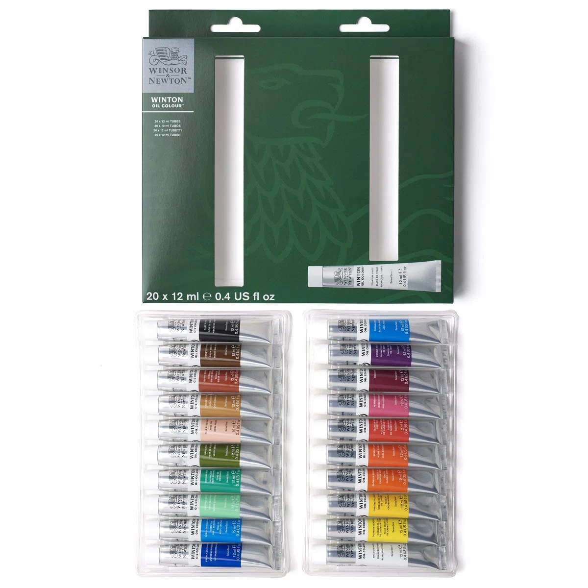 Winsor & Newton Winton - Set de 20 Tubos de Óleo de 12ml en Colores Surtidos para Iniciación a la Pintura