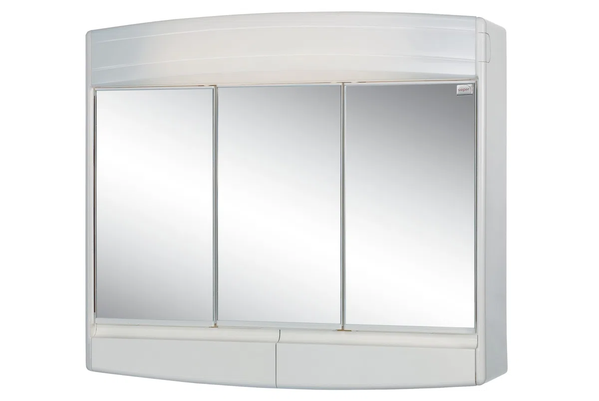 Sieper Topas Eco - Armario con espejo (iluminación LED, 60 cm de ancho, plástico, incluye enchufe), color blanco
