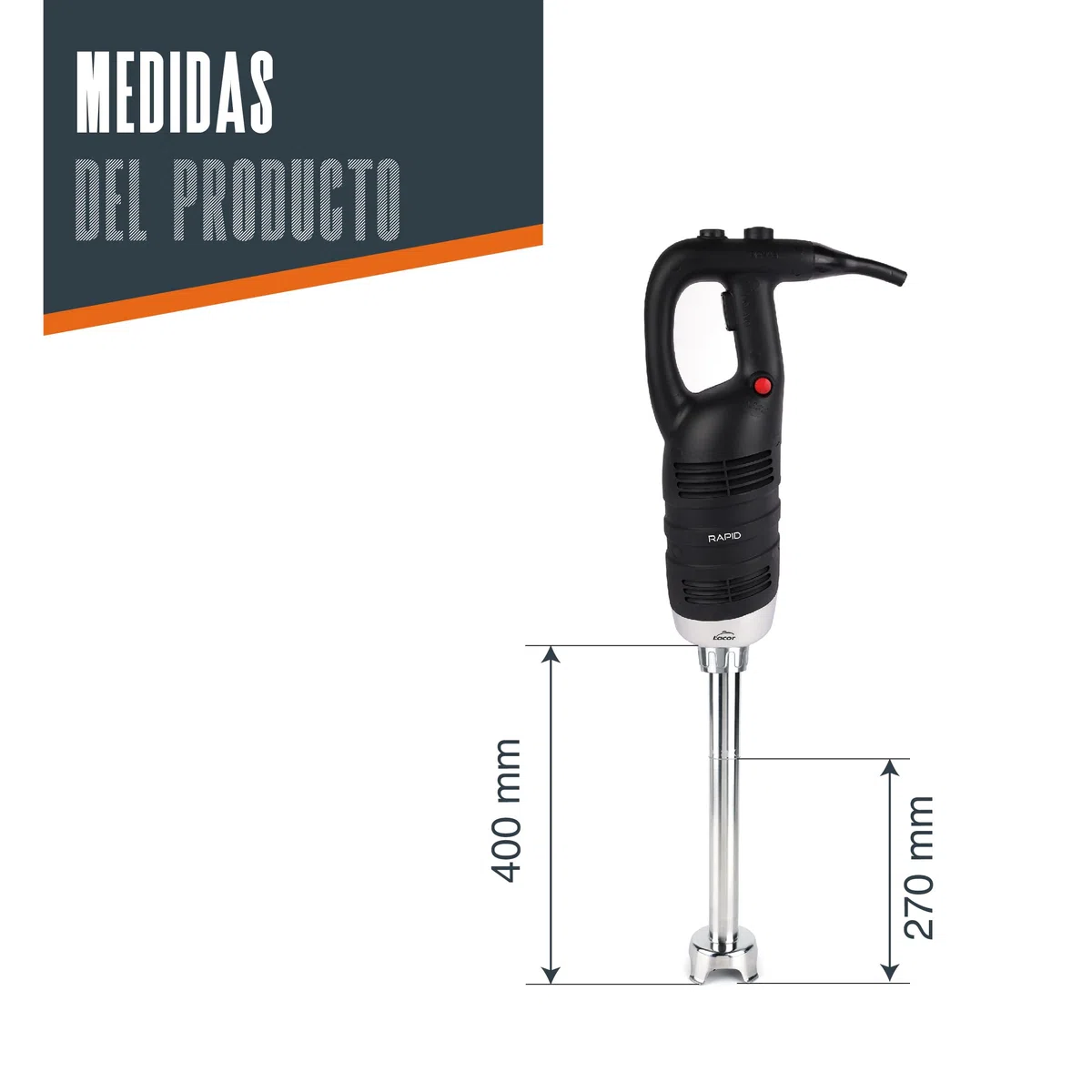 Lacor 69933 - Batidor profesional Rapid, con Brazo Triturador - Cocina | En acero inoxidable, para montar, emulsionar y mezclar; ideal para cocina profesional y uso diario en casa, para el día a día
