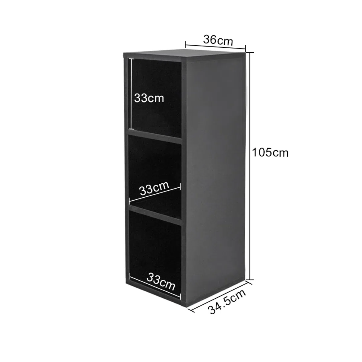 VDD Lp Gabinete de discos de vinilo - 3 compartimentos - negro
