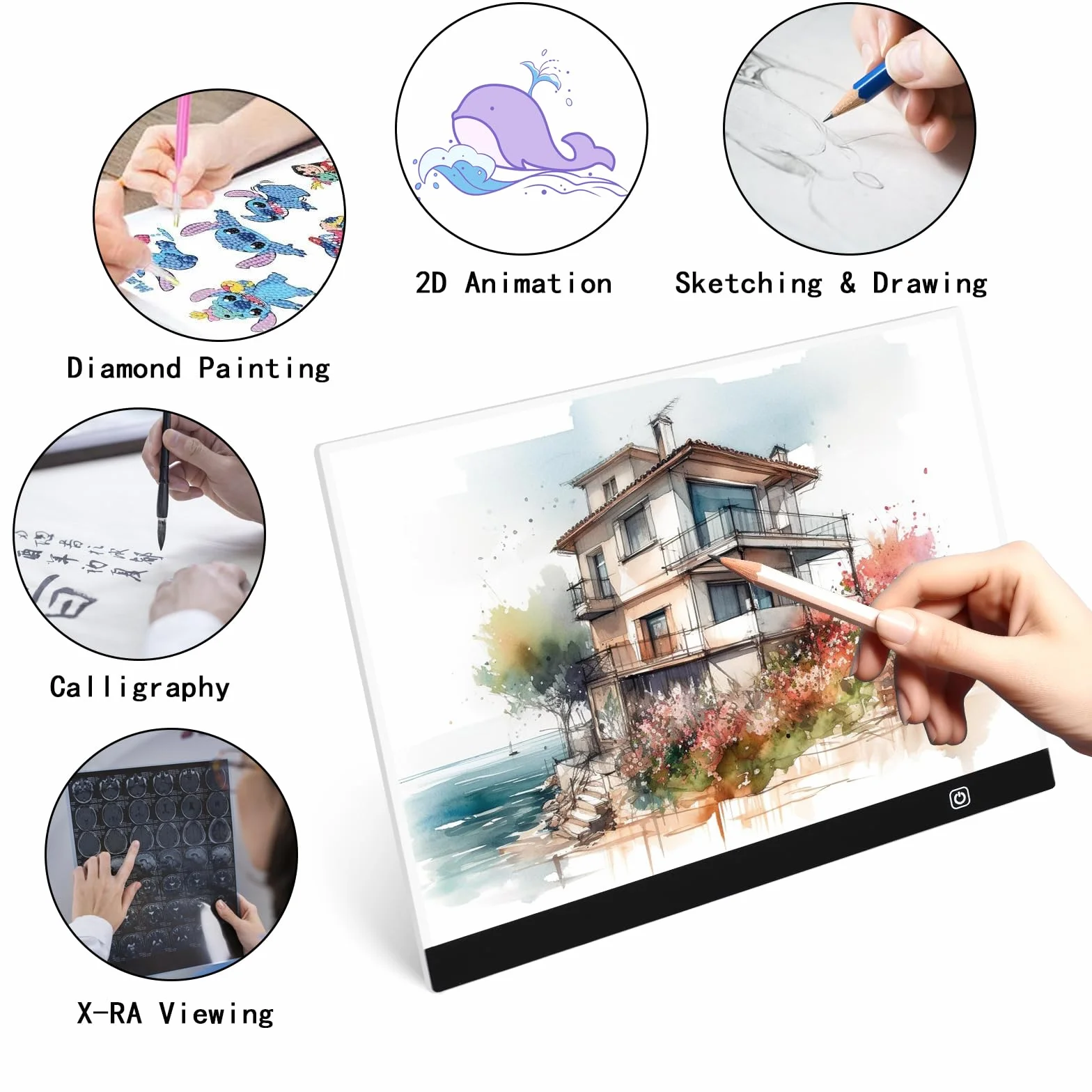 Coolzon Almohadilla de luz A3 para dibujar y pintura de diamantes, con 3 brillos ajustables y interruptor táctil