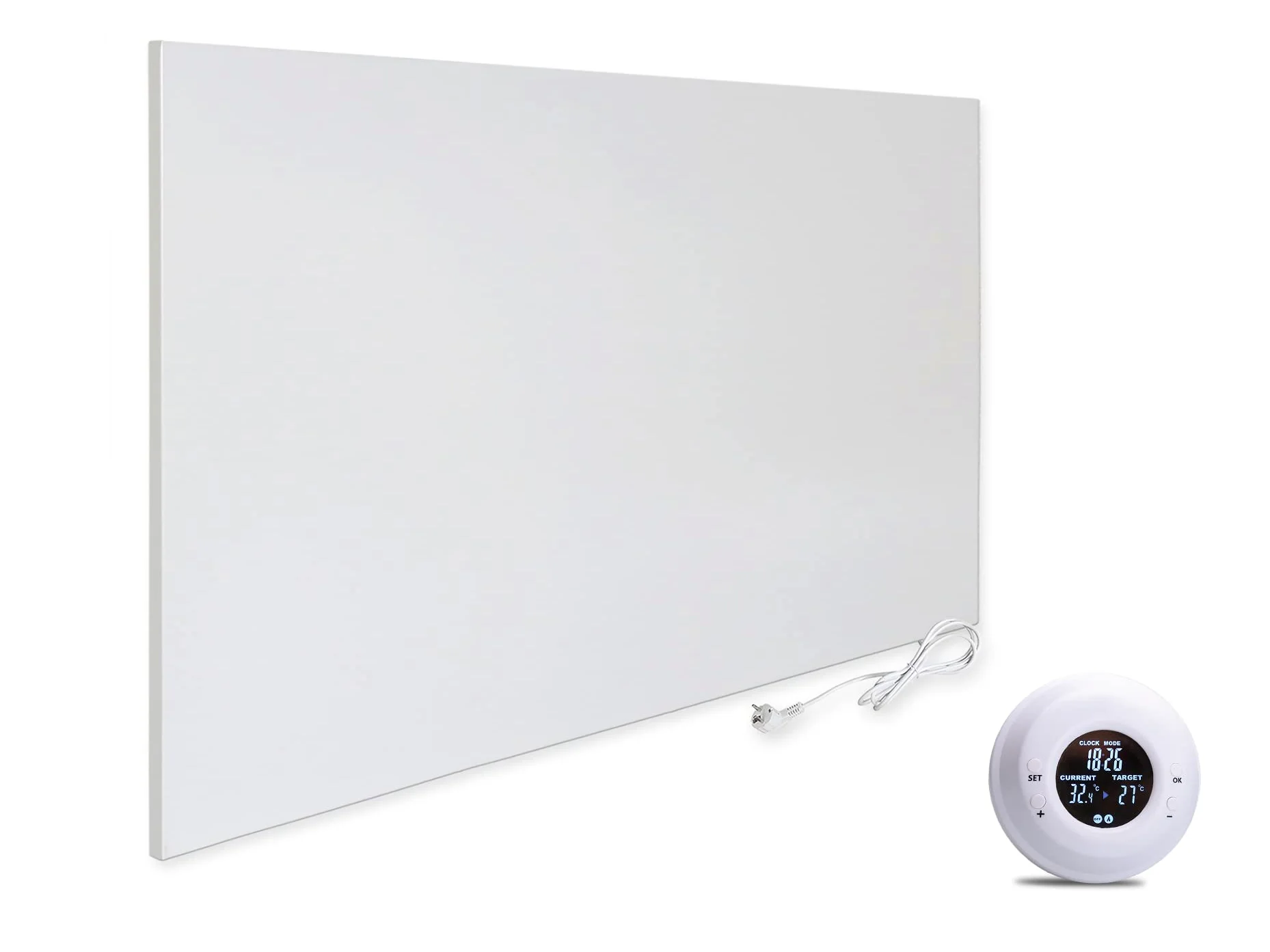 VIESTA® H900 Calefacción por infrarrojos 900 W – Panel 75×120 cm, Carbon Crystal, sin marco, pared/techo, IP20, TÜV/GS, protección contra sobrecalentamiento, incl. termostato inalámbrico TH20