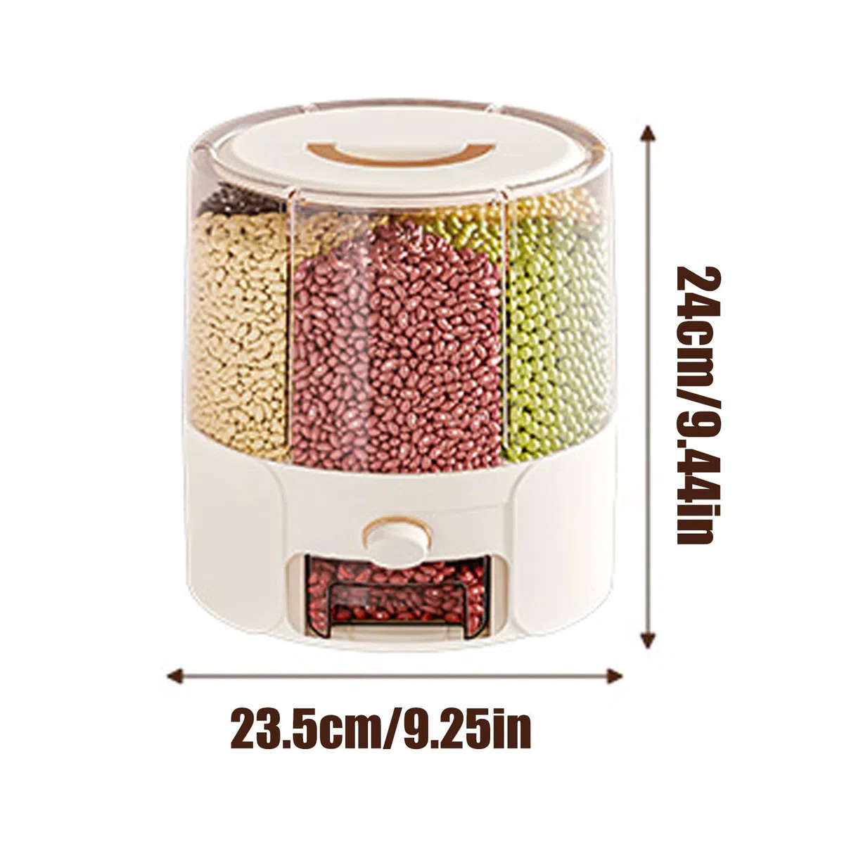 Genérico Dispensador De Arroz | Contenedor Para Almacenamiento De Cereales,Tarro Antimosquitos con Separadores Giratorio Antihumedad para Despensa Restaurante Cocina Granos Cereales Harinas