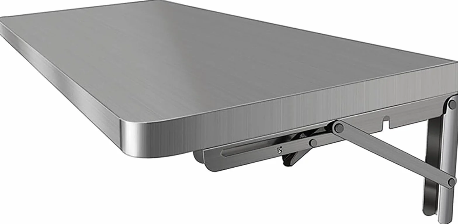 Mesa plegable de pared de acero inoxidable, diseño que ahorra espacio para cocina o comedor, 50 x 30 cm, ideal para espacios de vida compactos