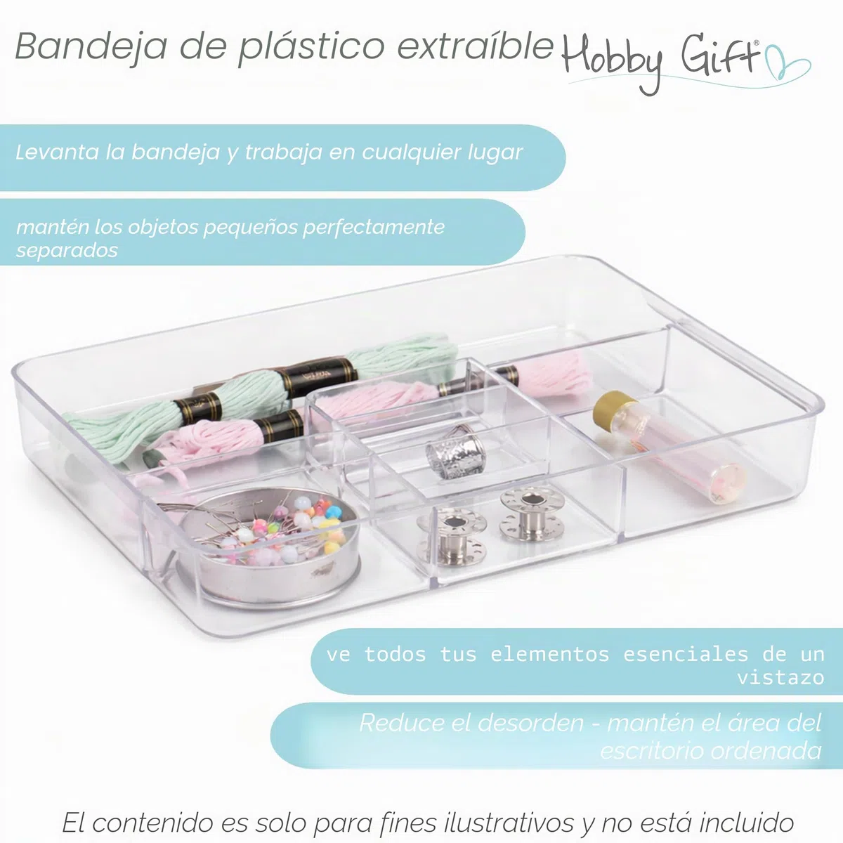 Hobby Gift Caja de costura bordada: diseño floral estilo cabaña de campo, techo y asa de mimbre, incluye bandeja interna de plástico con compartimentos para artesanos creativos - 21 x 30 x 26 cm