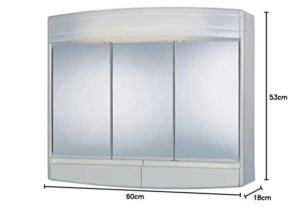Sieper Topas Eco - Armario con espejo (iluminación LED, 60 cm de ancho, plástico, incluye enchufe), color blanco