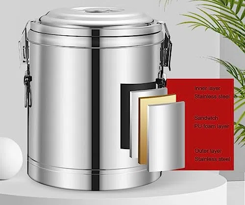 Dispensador de Agua Caliente de Acero Inoxidable con Grifo, Termo Aislado de 6 a 57 litros para café, té, Fiestas, Catering y Oficina. Asa portátil.