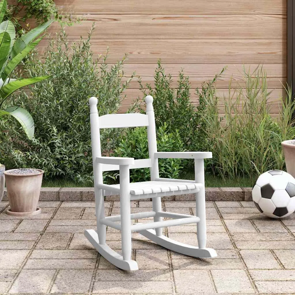 Genérico Mecedora para niños Madera Maciza de álamo Blanca,Mobiliario,Sillas,Mecedoras,4008881