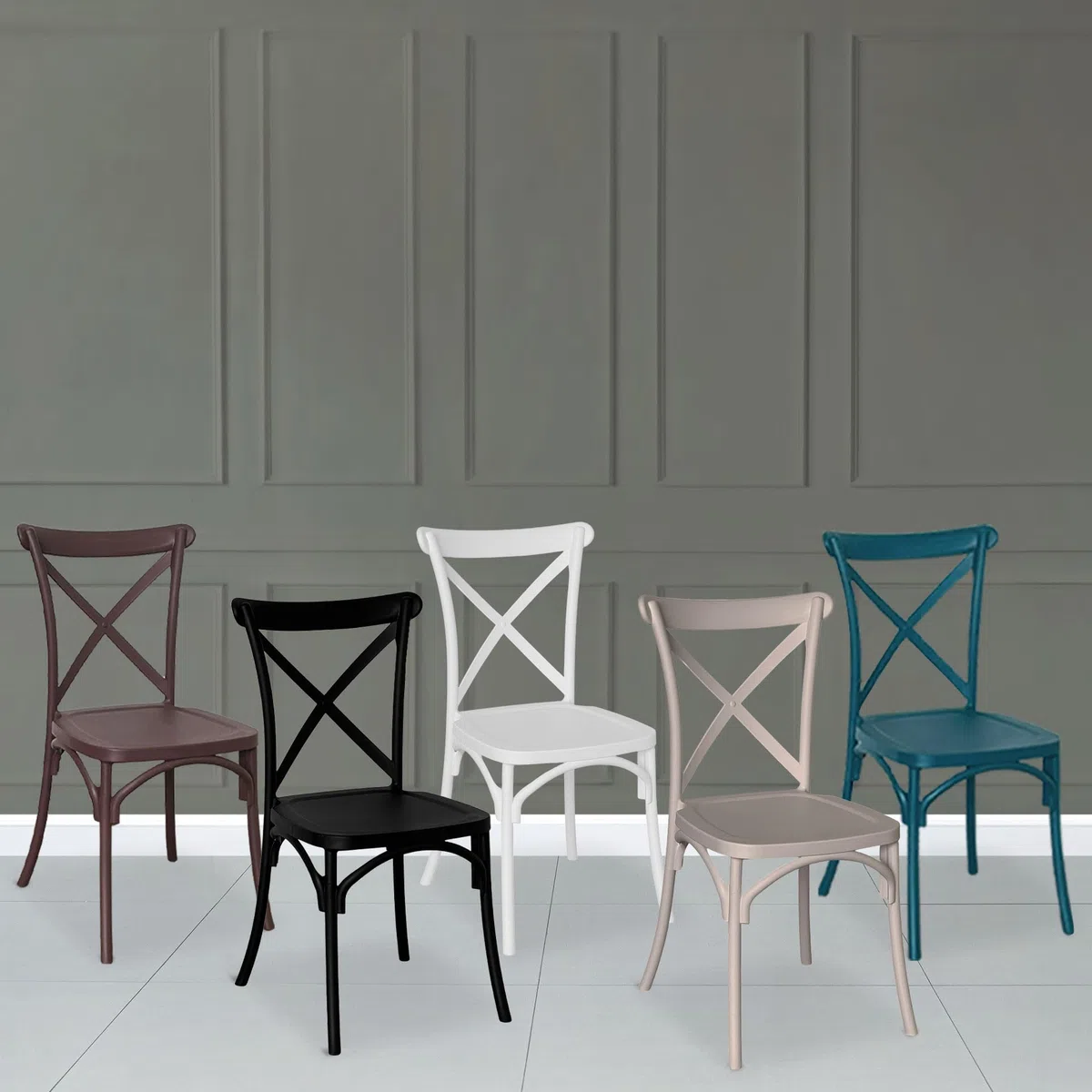 OKAFFAREFATTO MADDALONI Silla de bar comedor de plástico beige sprint polipropileno apilable