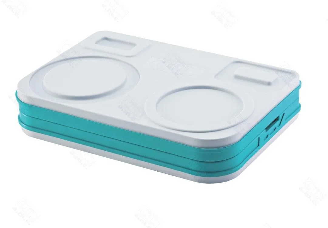 Bandeja Isotérmica Hospitalaria para Pacientes, Apilable con Tapa, Color Blanco y Verde, Bandejas térmicas para Servicio de Alimentos, (Sin Cubiertos)