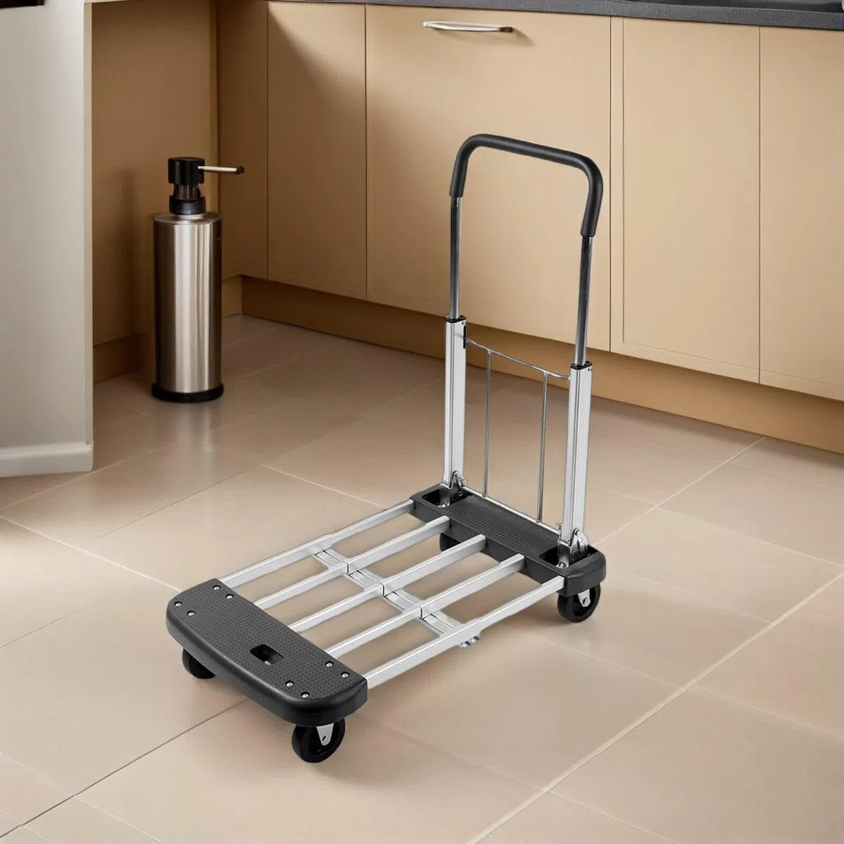 Carrito de mano plegable: carro utilitario plegable duradero con ruedas silenciosas para transporte de materiales resistentes y fácil movilidad