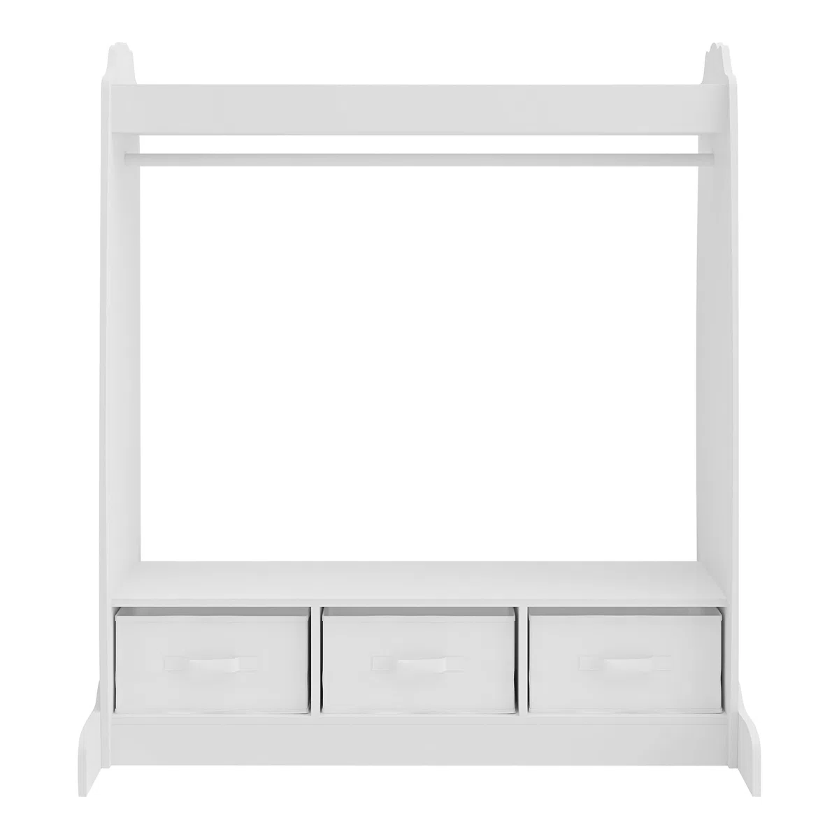 [en.casa] Perchero Burro Infantil Moskenes con 1 Barra Estante Superior 3 Cajas Plegables Extraíbles Armario para Ropa Clóset Dormitorio MDF Textil 107x95x61cm - Blanco