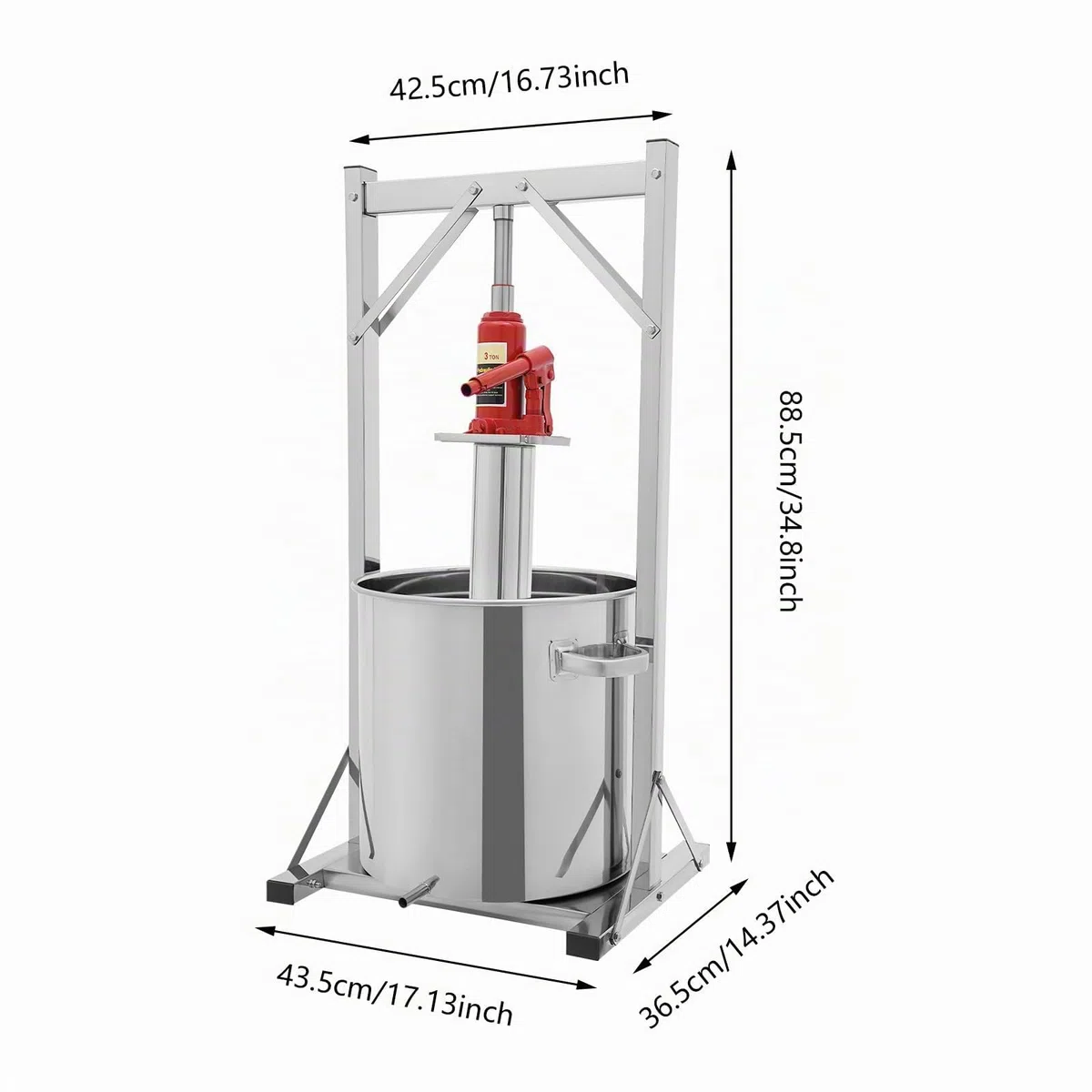 2 exprimidores de acero inoxidable, gran capacidad, exprimidor hidráulico de acero inoxidable, máquina de jugo manual, uva de manzana, tintura de verduras, miel y aceite de oliva